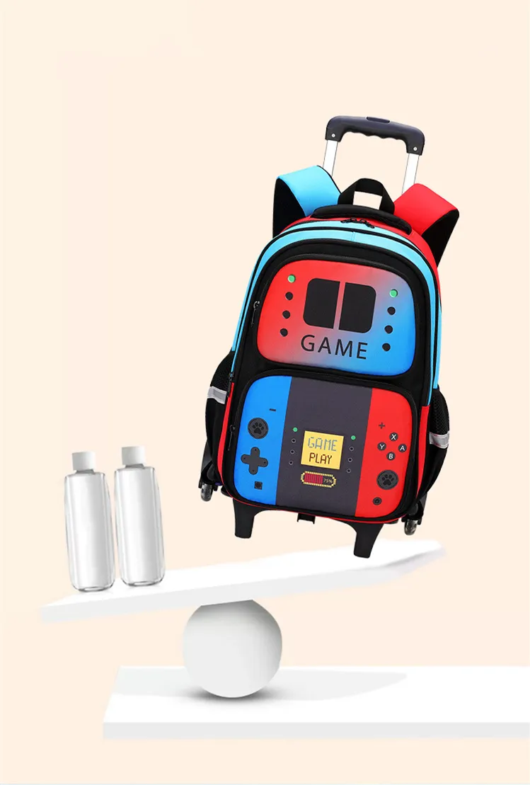School Bag Kids Rolling Backpack for Boy Wheeled Backpack School Bag With Wheels Trolley Bookbag Carry on Luggage with Lunch Bag