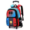 School Bag Kids Rolling Backpack for Boy Wheeled Backpack School Bag With Wheels Trolley Bookbag Carry on Luggage with Lunch Bag