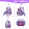 Rolling Backpack for Girls Kids Backpack with Wheels Backpack for Elementary Students Carry on Luggage Bookbag with Roller