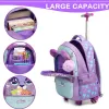 Rolling Backpack for Girls Kids Backpack with Wheels Backpack for Elementary Students Carry on Luggage Bookbag with Roller