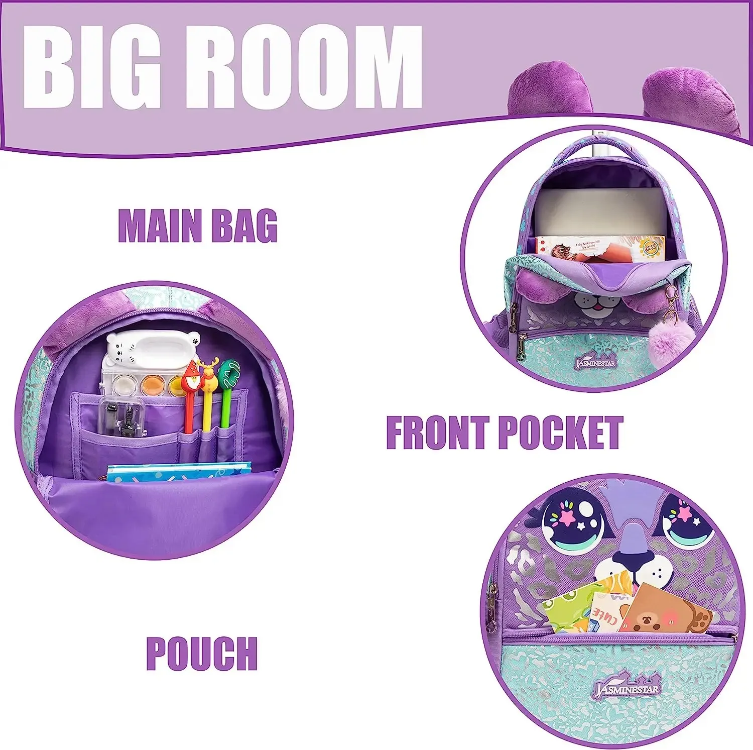 Rolling Backpack for Girls Kids Backpack with Wheels Backpack for Elementary Students Carry on Luggage Bookbag with Roller