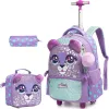 Rolling Backpack for Girls Kids Backpack with Wheels Backpack for Elementary Students Carry on Luggage Bookbag with Roller