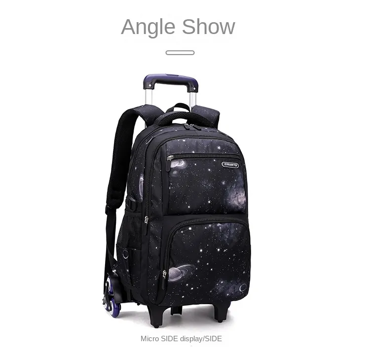 School Bag Kids Rolling Backpack for Boy Wheeled Backpack School Bag With Wheels Trolley Bookbag Carry on Luggage with Lunch Bag