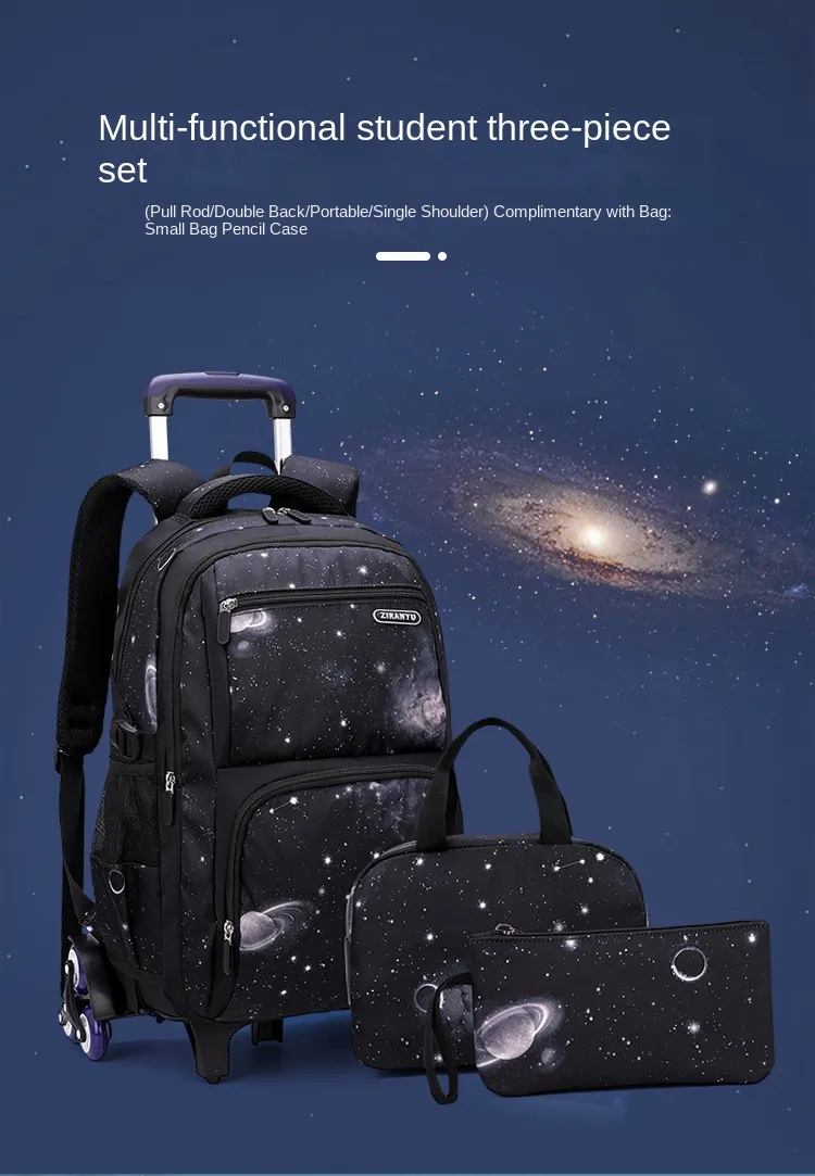 School Bag Kids Rolling Backpack for Boy Wheeled Backpack School Bag With Wheels Trolley Bookbag Carry on Luggage with Lunch Bag