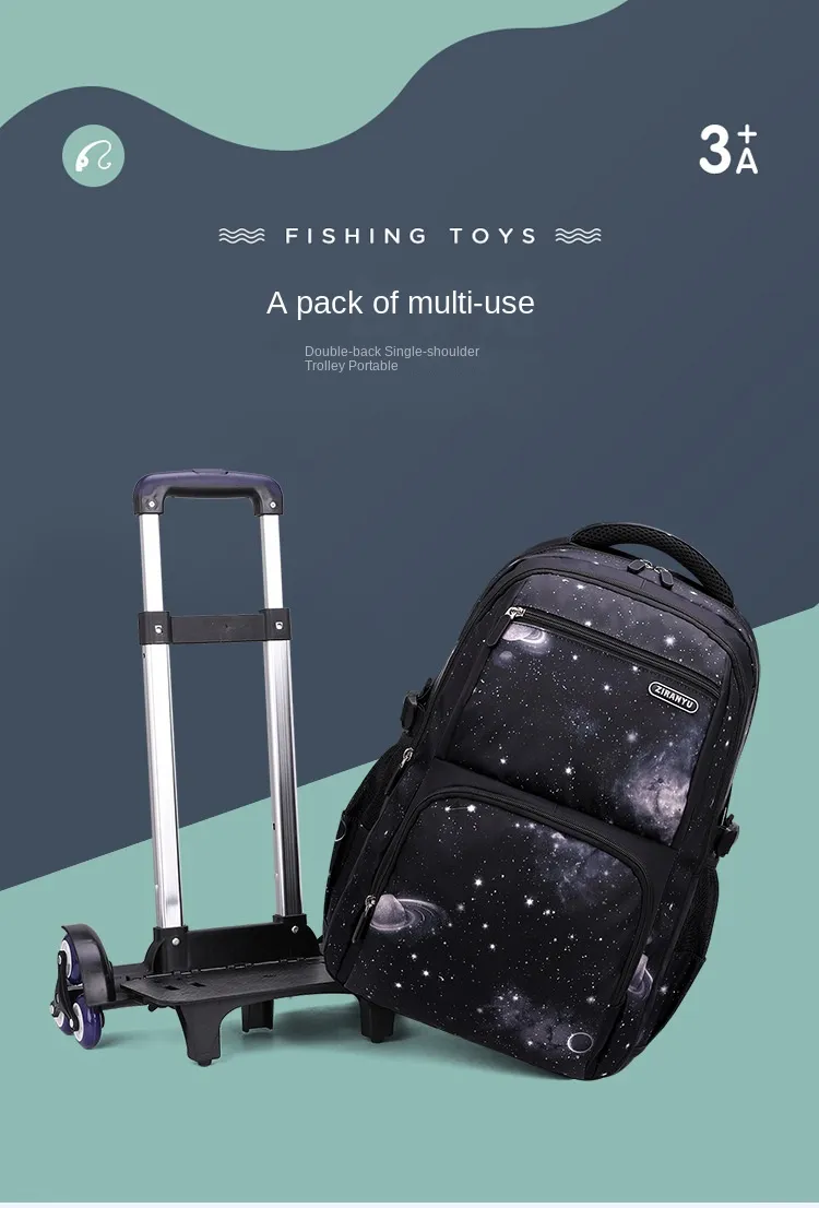 School Bag Kids Rolling Backpack for Boy Wheeled Backpack School Bag With Wheels Trolley Bookbag Carry on Luggage with Lunch Bag