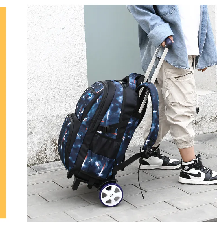 School Bag Kids Rolling Backpack for Boy Wheeled Backpack School Bag With Wheels Trolley Bookbag Carry on Luggage with Lunch Bag