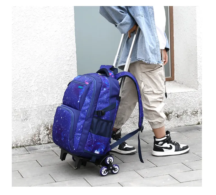 School Bag Kids Rolling Backpack for Boy Wheeled Backpack School Bag With Wheels Trolley Bookbag Carry on Luggage with Lunch Bag
