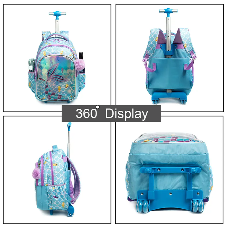 Children's Rolling Backpack Set Wheeled Schoolbag Kids Backpack with Insulated Lunch Bag and Pencil Case for Boys and Girls Bags