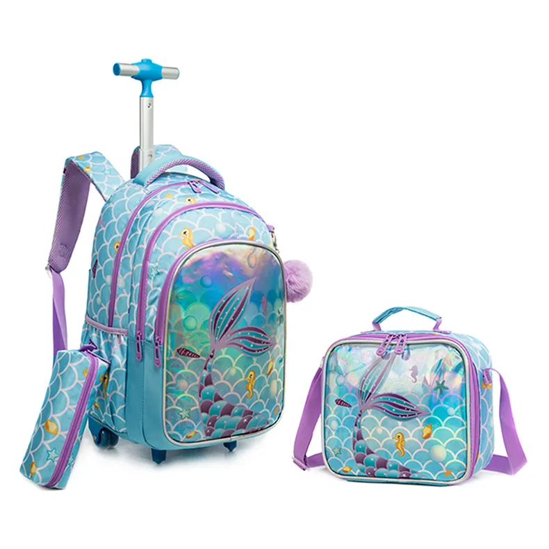 Children's Rolling Backpack Set Wheeled Schoolbag Kids Backpack with Insulated Lunch Bag and Pencil Case for Boys and Girls Bags