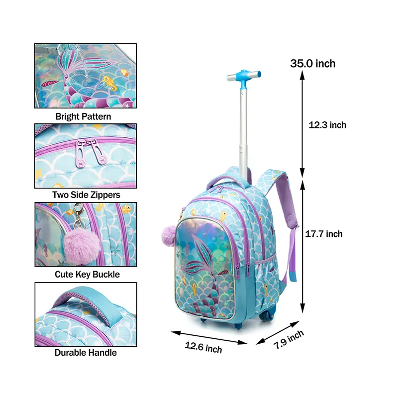 Children's Rolling Backpack Set Wheeled Schoolbag Kids Backpack with Insulated Lunch Bag and Pencil Case for Boys and Girls Bags