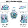 Children's Rolling Backpack Set Wheeled Schoolbag Kids Backpack with Insulated Lunch Bag and Pencil Case for Boys and Girls Bags