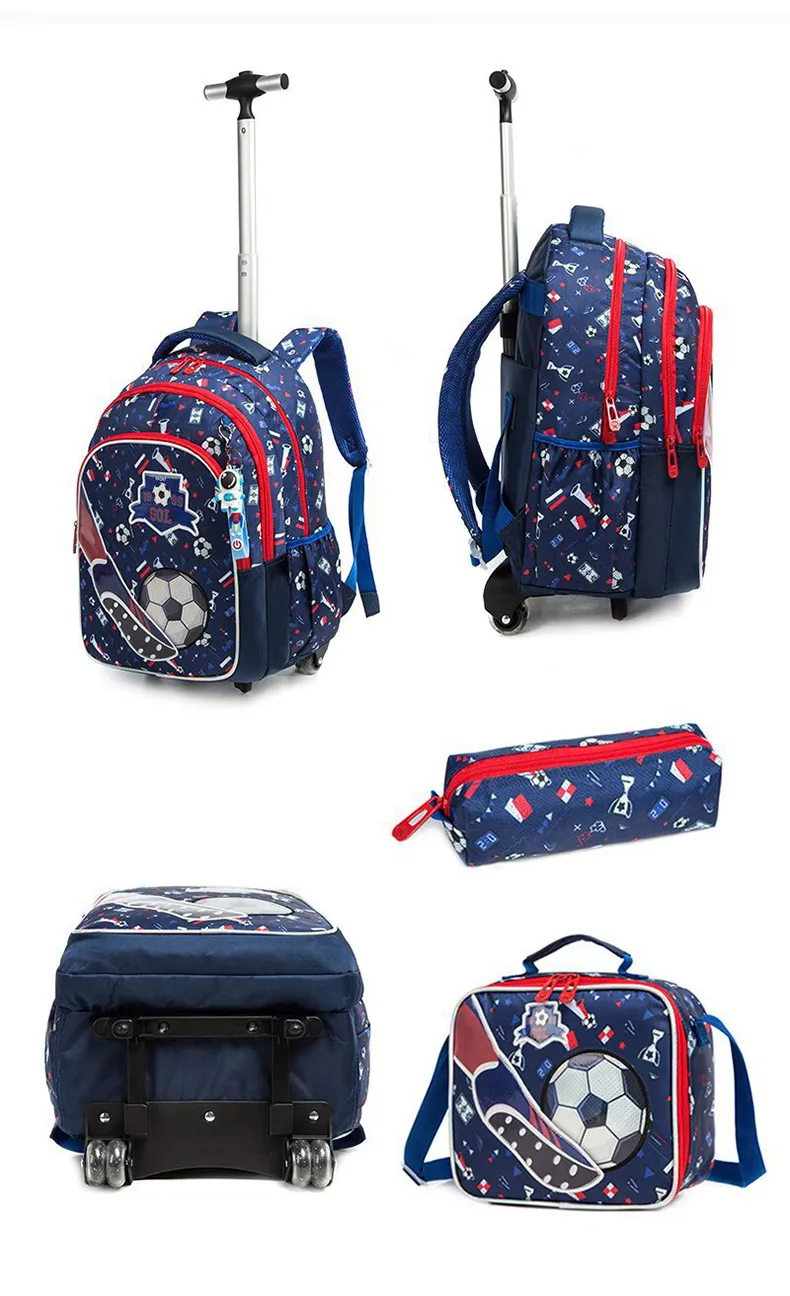 Children's Rolling Backpack Set Wheeled Schoolbag Kids Backpack with Insulated Lunch Bag and Pencil Case for Boys and Girls Bags