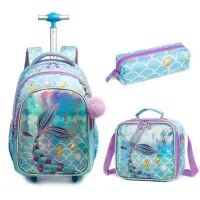 Children's Rolling Backpack Set Wheeled Schoolbag Kids Backpack with Insulated Lunch Bag and Pencil Case for Boys and Girls Bags