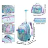 Children's Rolling Backpack Set Wheeled Schoolbag Kids Backpack with Insulated Lunch Bag and Pencil Case for Boys and Girls Bags