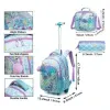 Children's Rolling Backpack Set Wheeled Schoolbag Kids Backpack with Insulated Lunch Bag and Pencil Case for Boys and Girls Bags