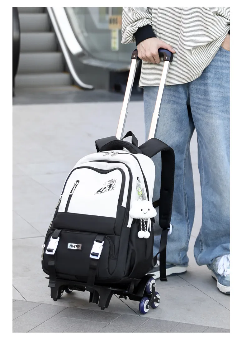 Kids School Backpack with Wheels Rolling Backpack for Girls Boys Student 2/6 Wheeled Backpack Trolley School Bag Travel Trolley