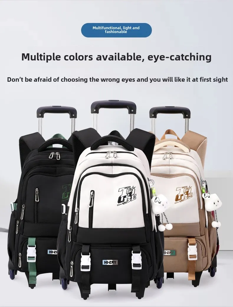 Kids School Backpack with Wheels Rolling Backpack for Girls Boys Student 2/6 Wheeled Backpack Trolley School Bag Travel Trolley