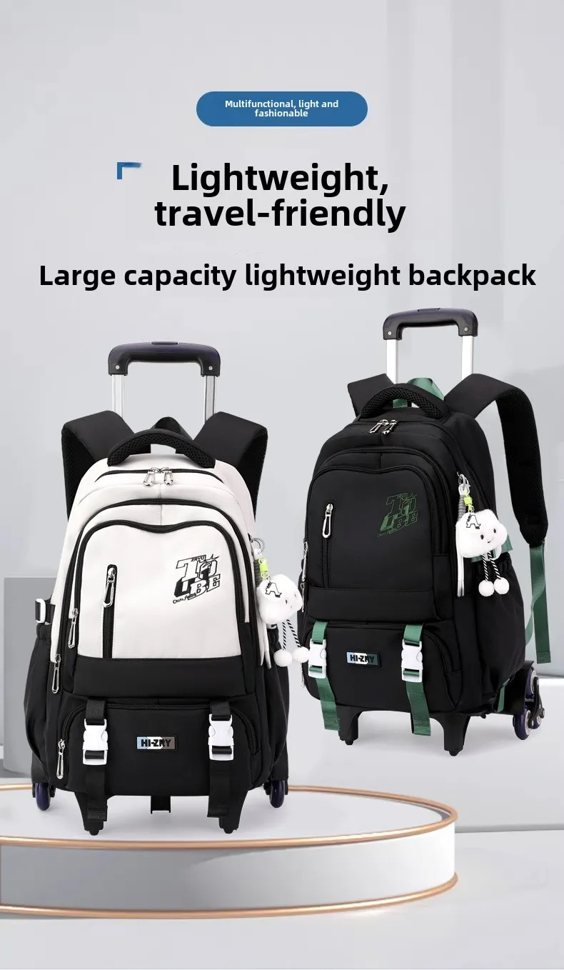 Kids School Backpack with Wheels Rolling Backpack for Girls Boys Student 2/6 Wheeled Backpack Trolley School Bag Travel Trolley