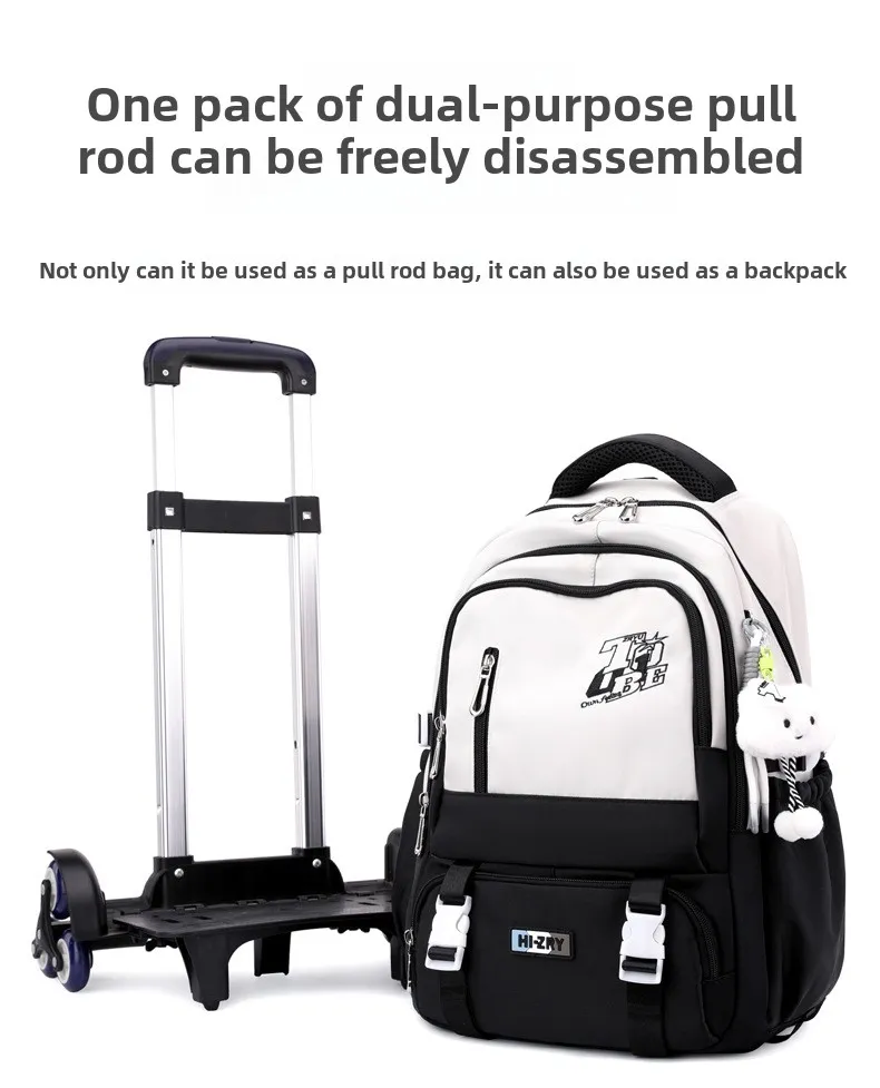 Kids School Backpack with Wheels Rolling Backpack for Girls Boys Student 2/6 Wheeled Backpack Trolley School Bag Travel Trolley