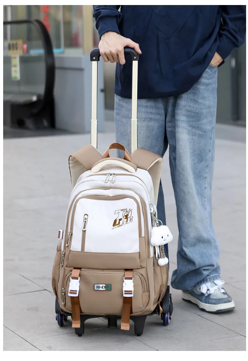 Kids School Backpack with Wheels Rolling Backpack for Girls Boys Student 2/6 Wheeled Backpack Trolley School Bag Travel Trolley