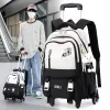 Kids School Backpack with Wheels Rolling Backpack for Girls Boys Student 2/6 Wheeled Backpack Trolley School Bag Travel Trolley