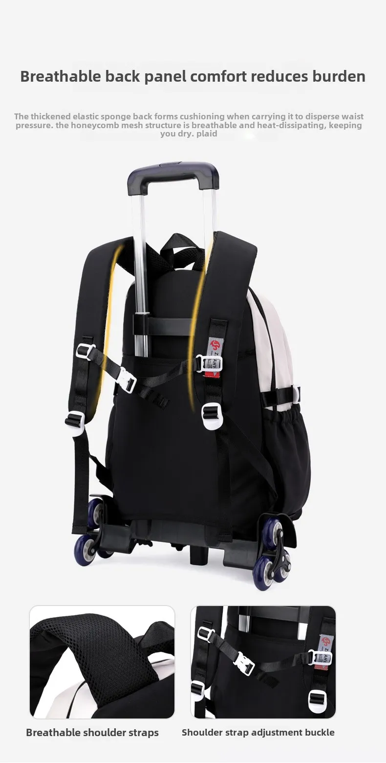 Kids School Backpack with Wheels Rolling Backpack for Girls Boys Student 2/6 Wheeled Backpack Trolley School Bag Travel Trolley