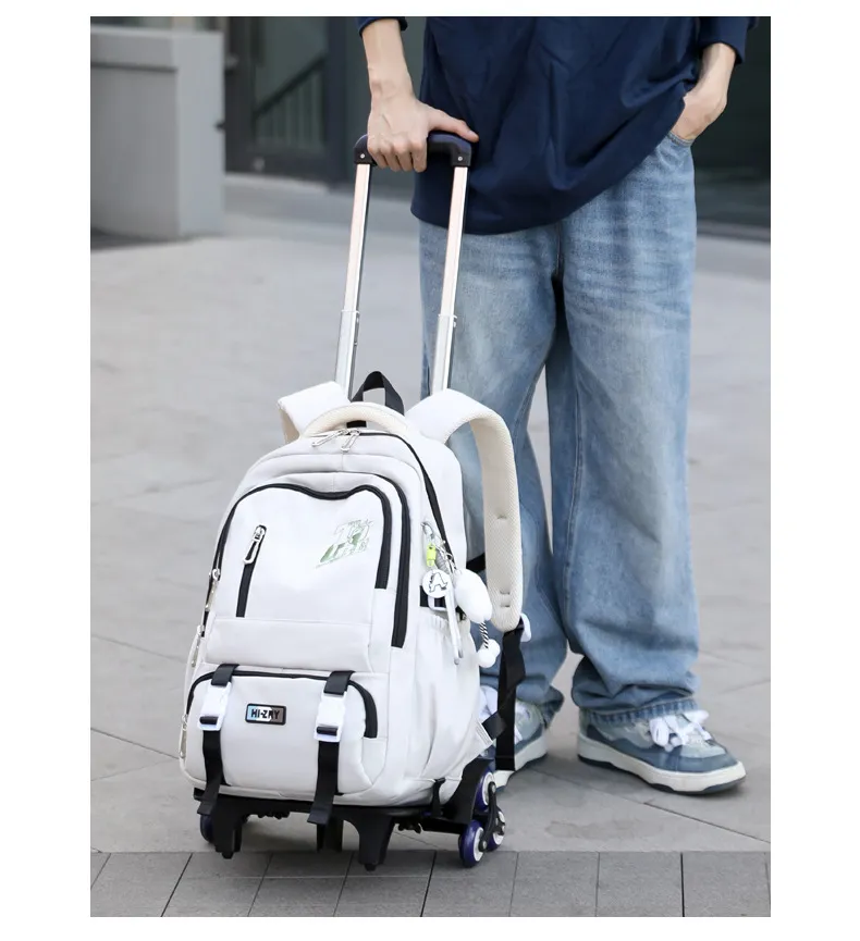 Kids School Backpack with Wheels Rolling Backpack for Girls Boys Student 2/6 Wheeled Backpack Trolley School Bag Travel Trolley