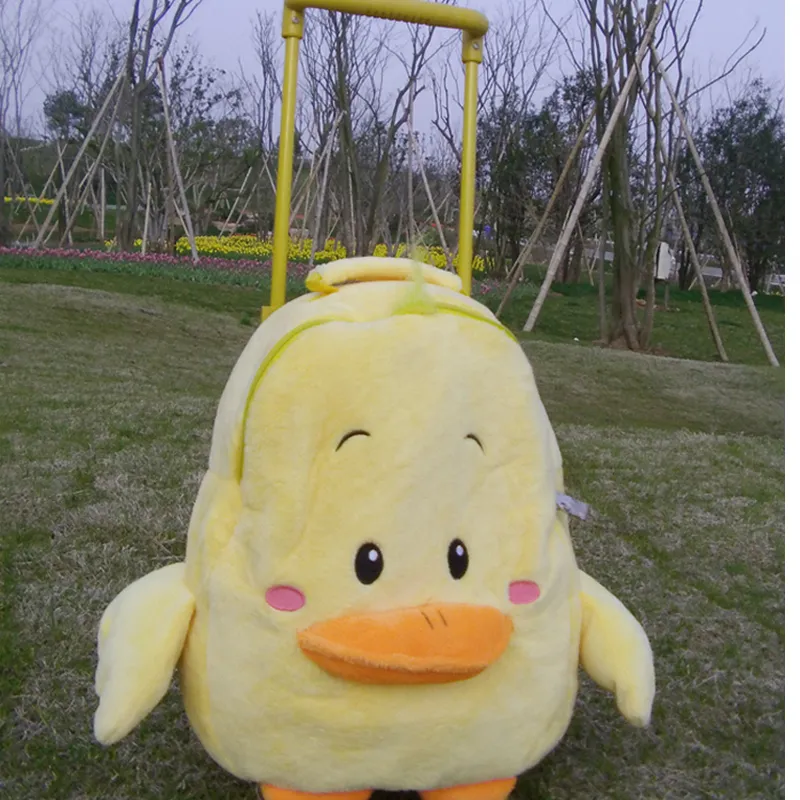hot new arrival deer duck bear plush school bag soft stuffed school backpack Trolley school bag kids luggage for boys and girls