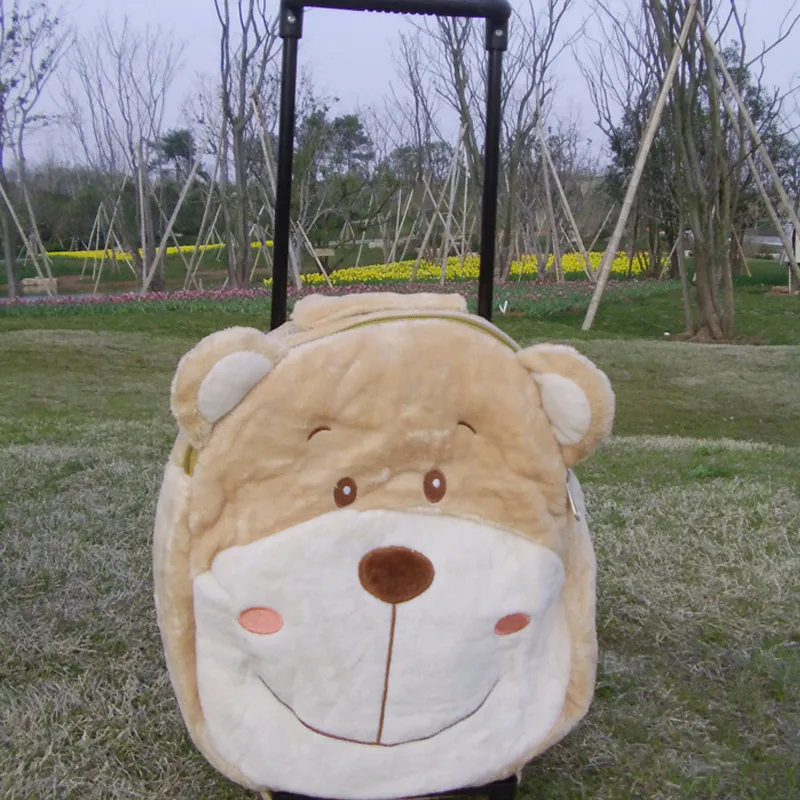 hot new arrival deer duck bear plush school bag soft stuffed school backpack Trolley school bag kids luggage for boys and girls