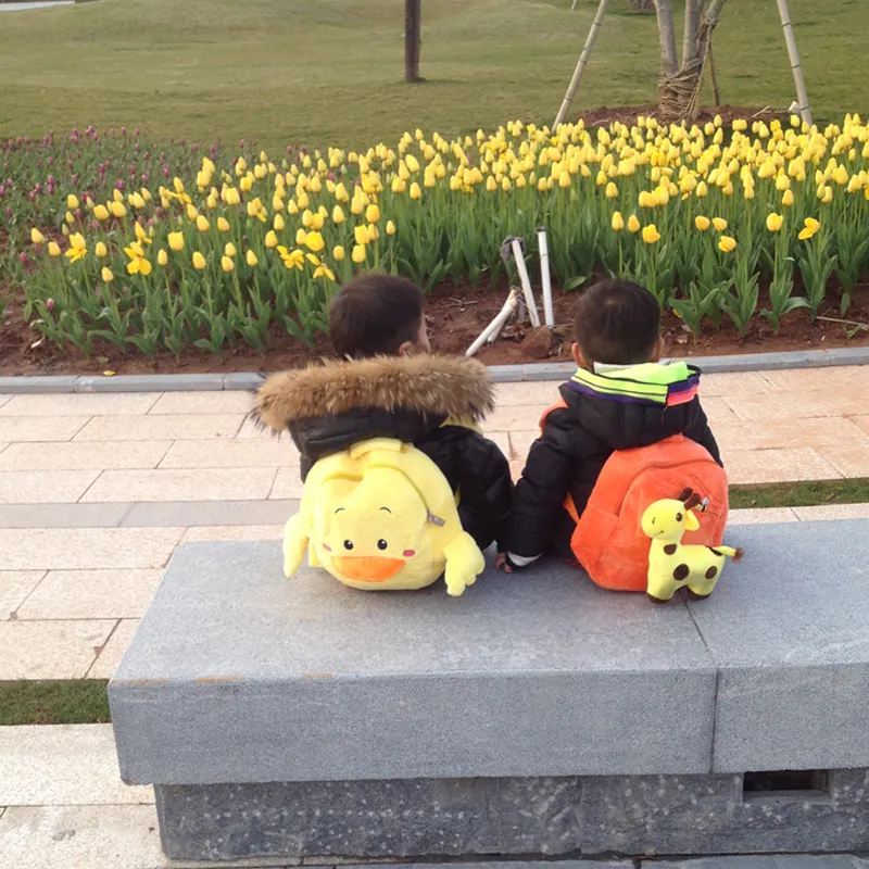 hot new arrival deer duck bear plush school bag soft stuffed school backpack Trolley school bag kids luggage for boys and girls