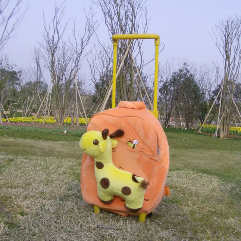 hot new arrival deer duck bear plush school bag soft stuffed school backpack Trolley school bag kids luggage for boys and girls