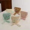 Children's Straw Woven Summer Crossbody Bag Cute Girl Coin Wallet Shoulder Bag Colorful Shells Fish Tail Zero Wallet Kids Gifts