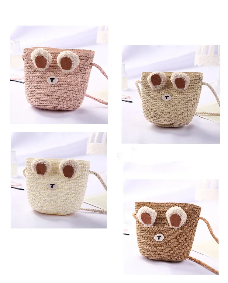 New 2022 Summer Children Girls Shoulder Bag Daisy Flower Straw Bag Messenger Bag Kids Keys Coin Purse Cute Princess Mini Handbag