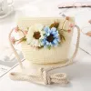 New 2022 Summer Children Girls Shoulder Bag Daisy Flower Straw Bag Messenger Bag Kids Keys Coin Purse Cute Princess Mini Handbag