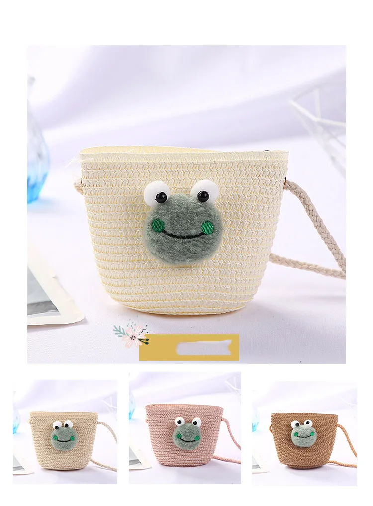 New 2022 Summer Children Girls Shoulder Bag Daisy Flower Straw Bag Messenger Bag Kids Keys Coin Purse Cute Princess Mini Handbag