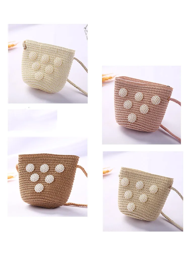 New 2022 Summer Children Girls Shoulder Bag Daisy Flower Straw Bag Messenger Bag Kids Keys Coin Purse Cute Princess Mini Handbag