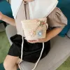New 2022 Summer Children Girls Shoulder Bag Daisy Flower Straw Bag Messenger Bag Kids Keys Coin Purse Cute Princess Mini Handbag