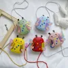 Cute Kids Shoulder Bag Summer Straw Woven Handmade Bags Mini Baby Girls Coin Purse Cartoon Bear Toddler Crossbody Bag