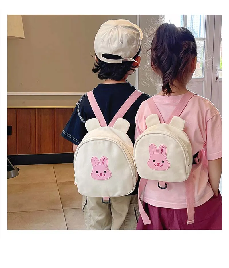 Canvas Baby Backpacks Kindergarten School Bag Bear Bunny Korean Anti-lost Kids Bags for Girls Boys Children Backpacks for Travel