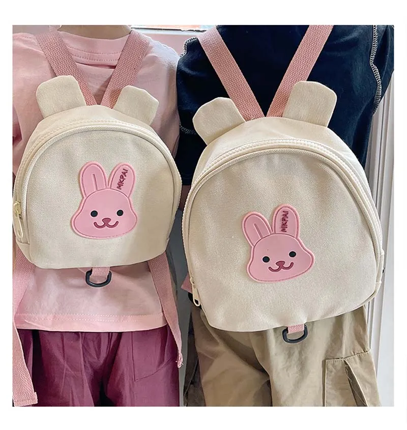 Canvas Baby Backpacks Kindergarten School Bag Bear Bunny Korean Anti-lost Kids Bags for Girls Boys Children Backpacks for Travel