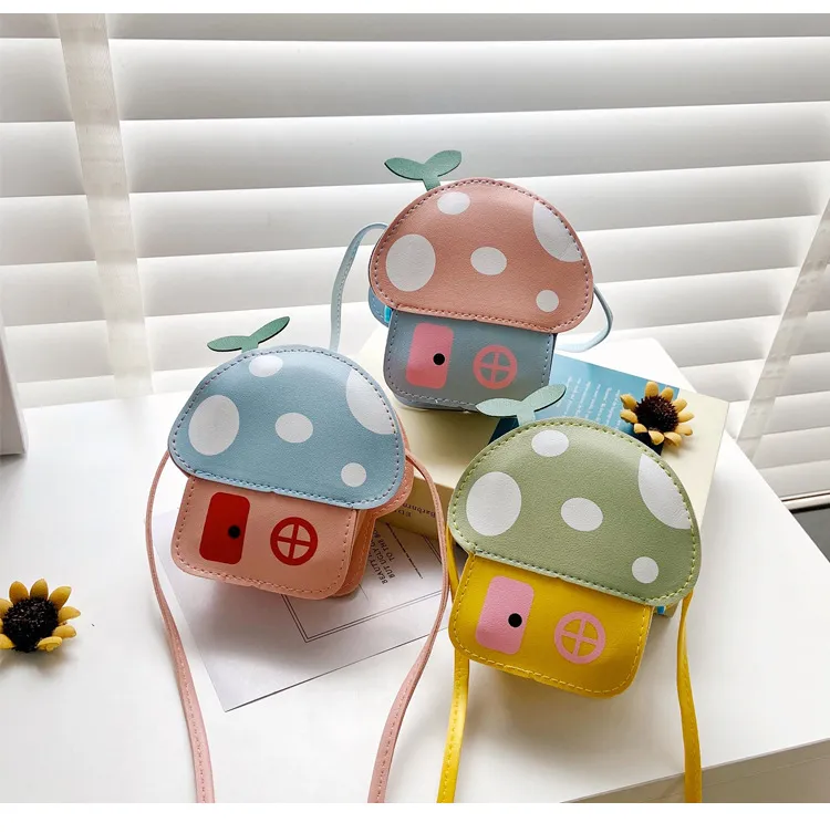 New Kids Messenger Bag Cute Cartoon Mushroom House Styling Coin Purse for Baby Girls Fashion Princess Shoulder Bag Girls Gifts