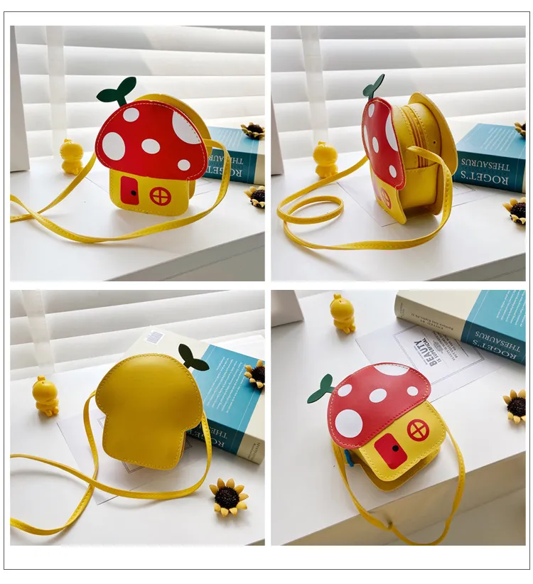 New Kids Messenger Bag Cute Cartoon Mushroom House Styling Coin Purse for Baby Girls Fashion Princess Shoulder Bag Girls Gifts