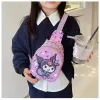 Anime Hello Kitty Sanrio Children Chest Bag  Kuromi Pochacco Messenger Bags Cinnamoroll Pompompurin Backpack for Kids Gift