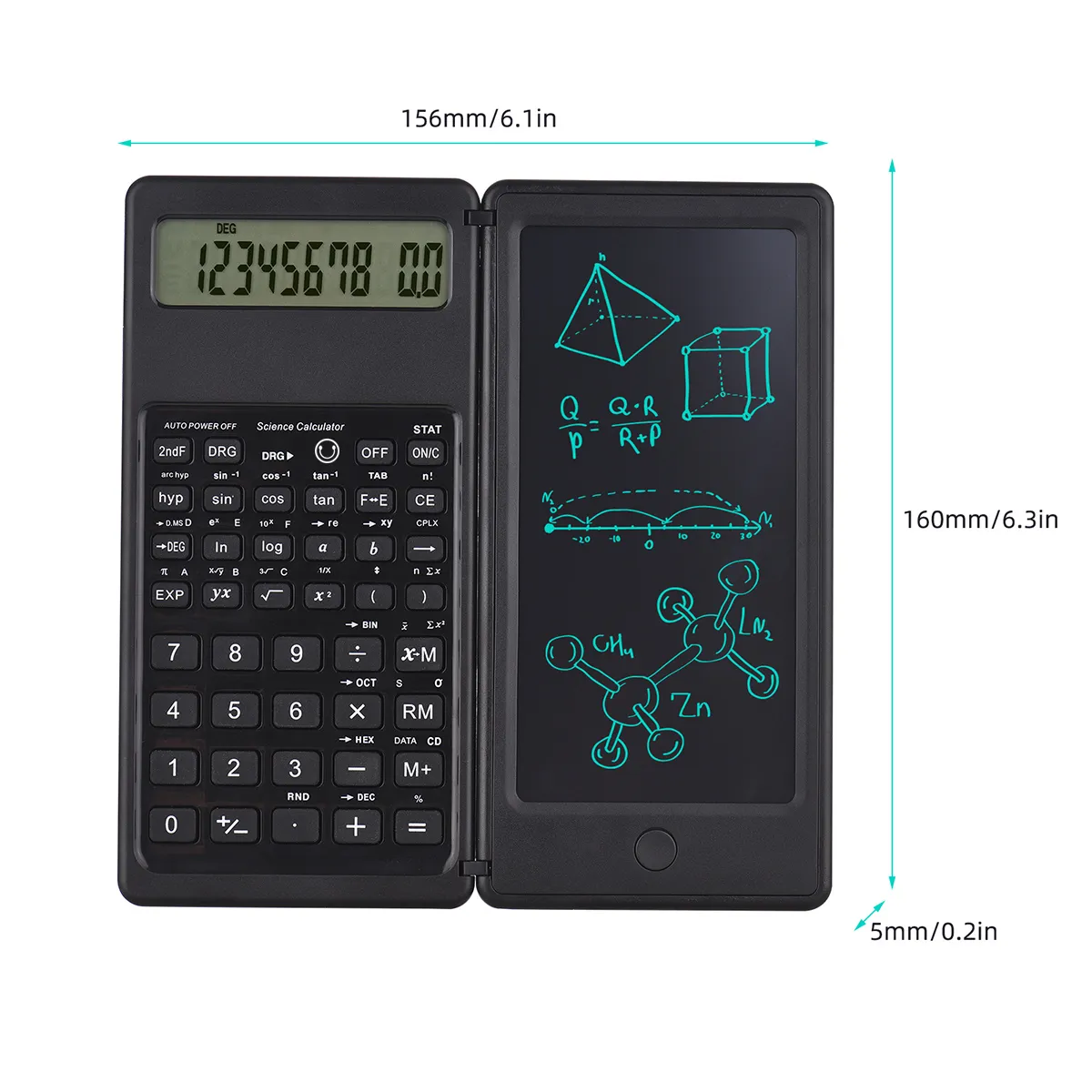 2-In-1 Foldable Scientific Calculator 10 Digital LCD Screen Writing Tablet Folding Drawing Pad With Stylus Pen For Student