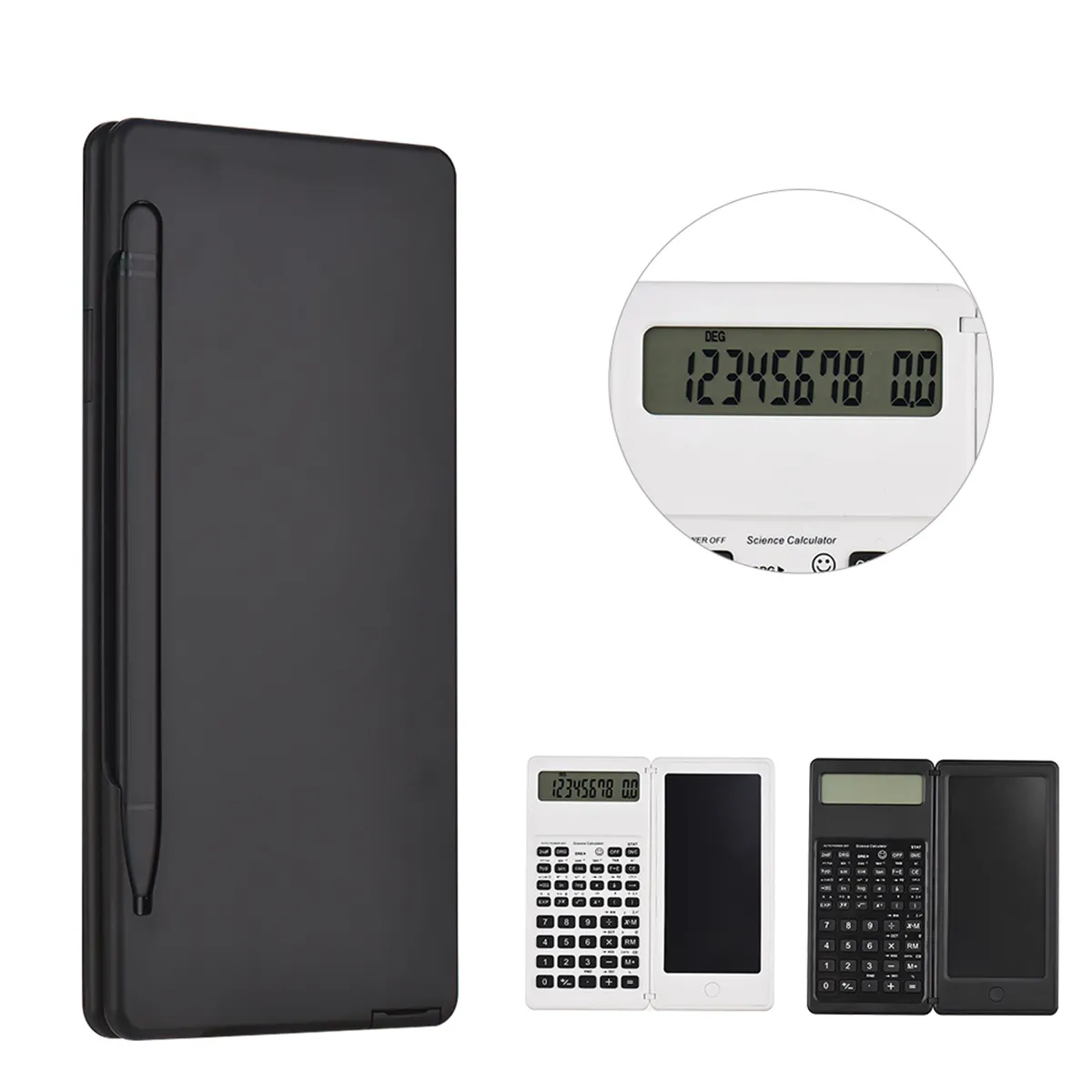 2-In-1 Foldable Scientific Calculator 10 Digital LCD Screen Writing Tablet Folding Drawing Pad With Stylus Pen For Student