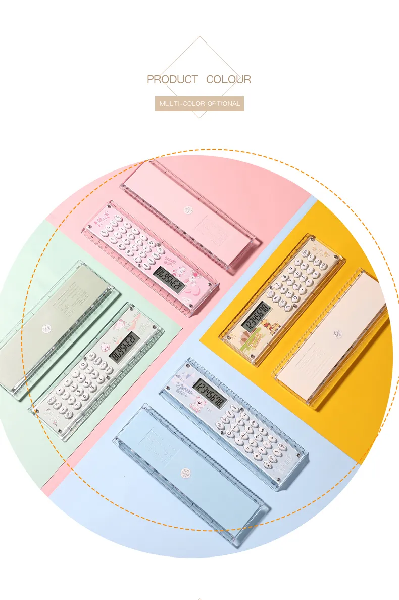 Hot Selling Ruler Calculator 8 Digits Display 15CM Scale Cute Micro Multi-function Office School Supplies