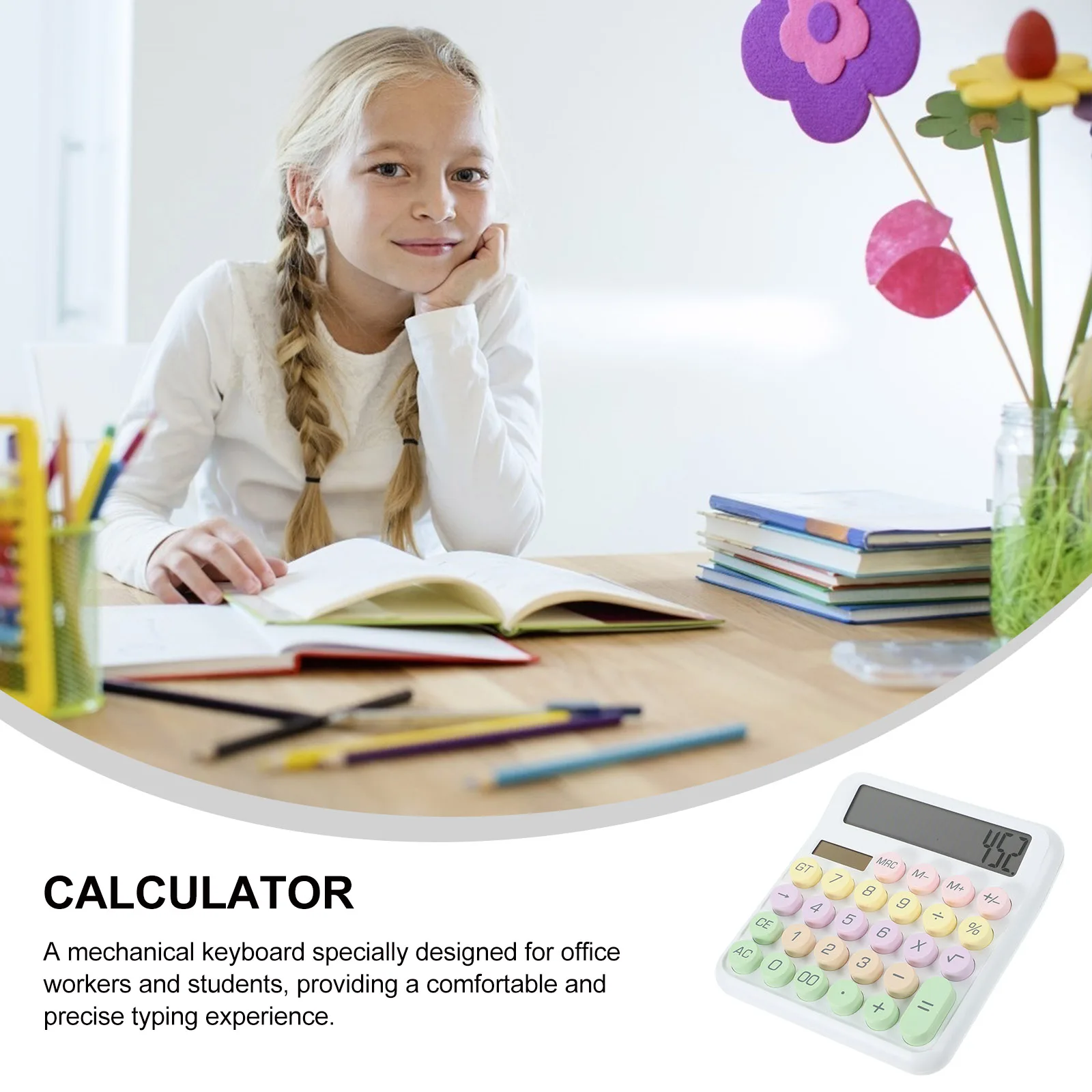 Mechanical Keyboard Calculator Cute Small Desk Plastic Handheld Office School Large Display Mini Sturdy Materials Precise Typing