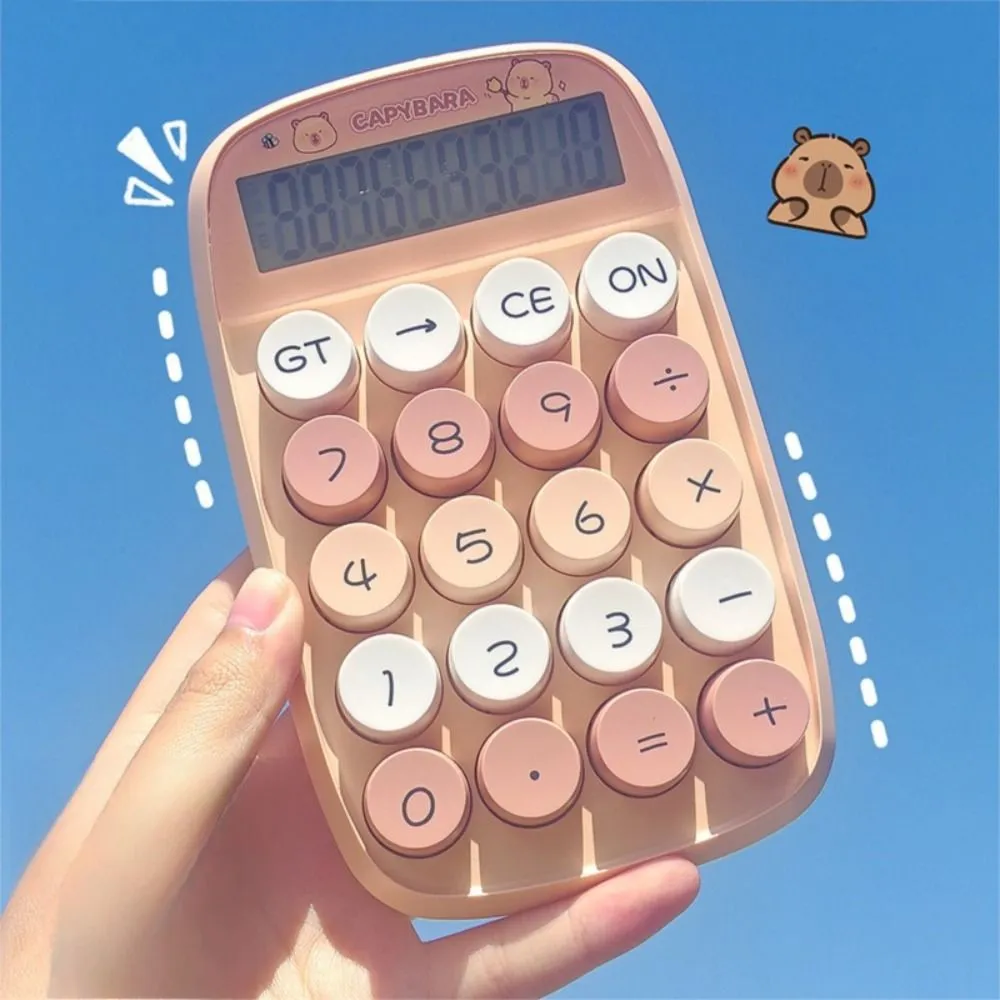 New Capyabara Electronic Calculator 12-digit Mini Keyboard Calculator Cartoon Silicone Button Math Calculators School Supplies