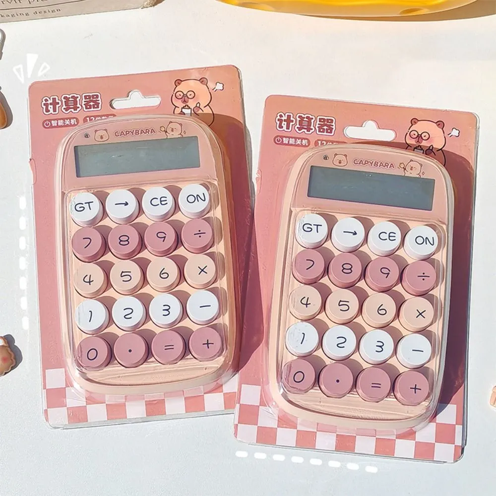 New Capyabara Electronic Calculator 12-digit Mini Keyboard Calculator Cartoon Silicone Button Math Calculators School Supplies