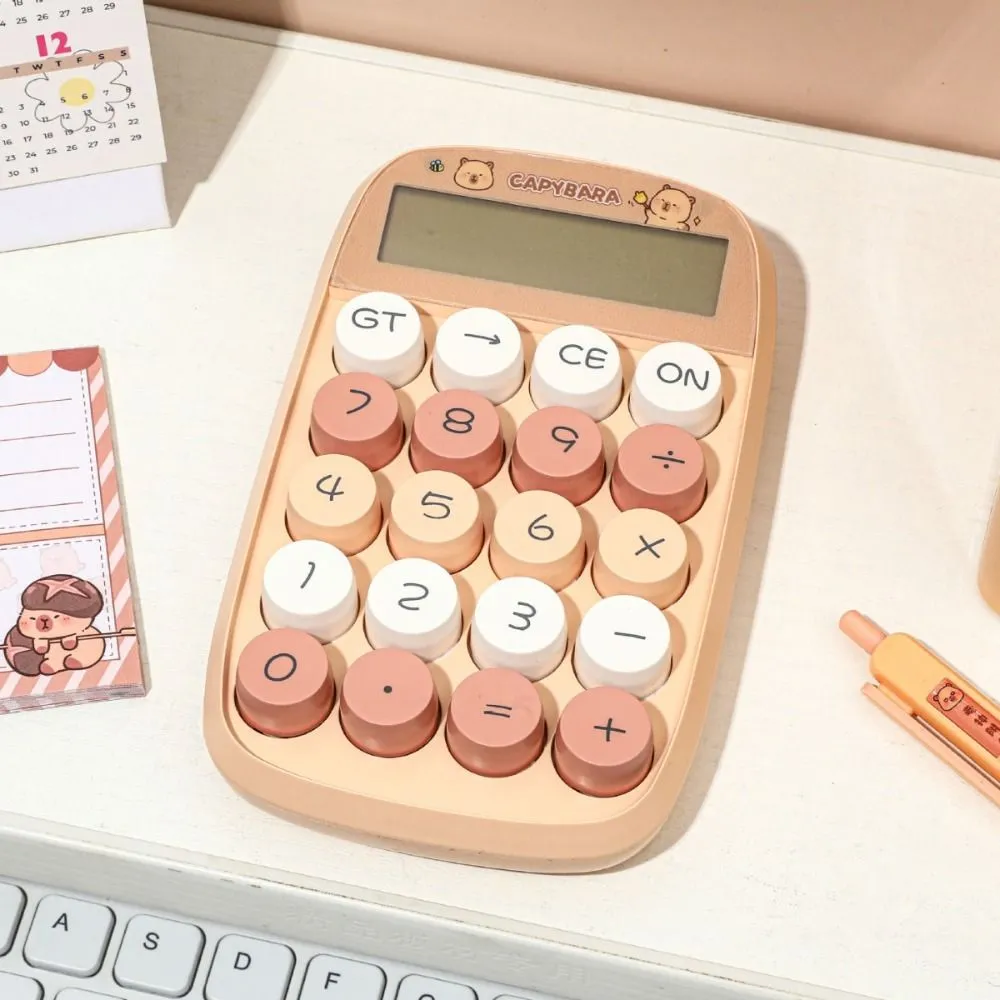 New Capyabara Electronic Calculator 12-digit Mini Keyboard Calculator Cartoon Silicone Button Math Calculators School Supplies
